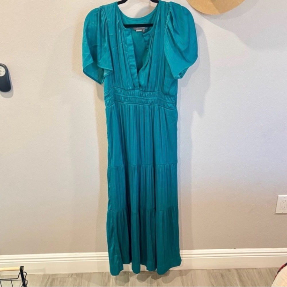 Anthropologie Silky Somerset Maxi Dress in Teal Size Medium - Picture 6 of 9